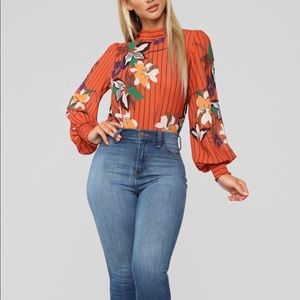 Long Sleeve Floral Print Blouse